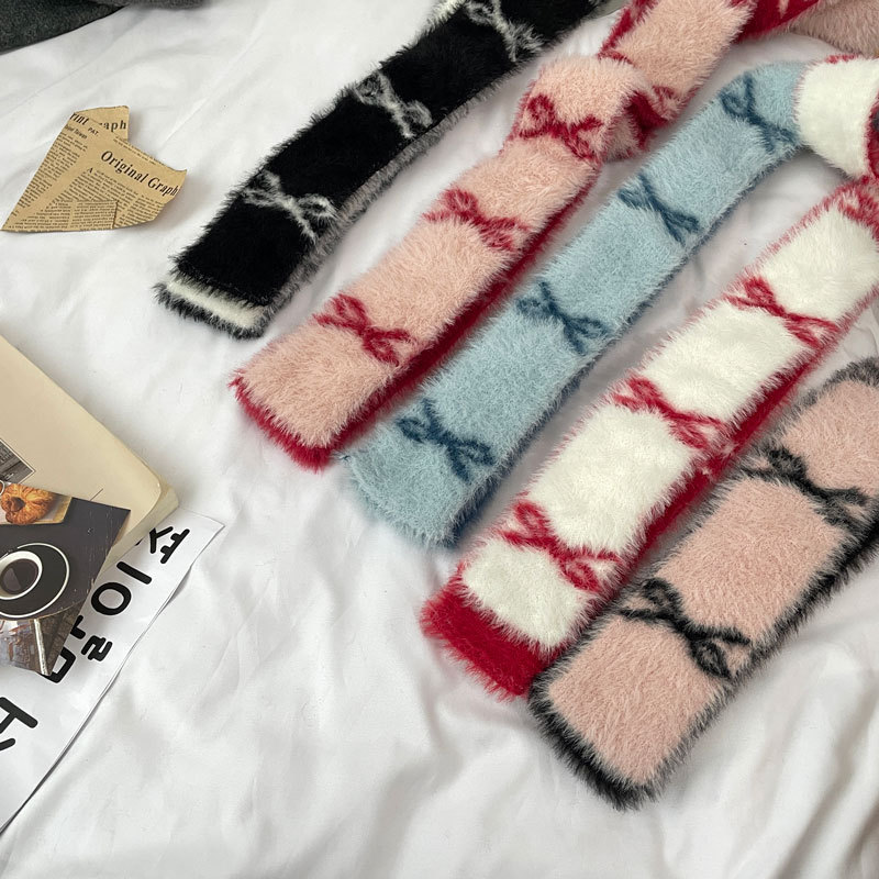 Écharpe à nœud pour femme, Vintage, tricotée, étroite et plus longue, deux couleurs, silencieux, chauffe-cou, accessoires pour filles, quatre saisons, hiver