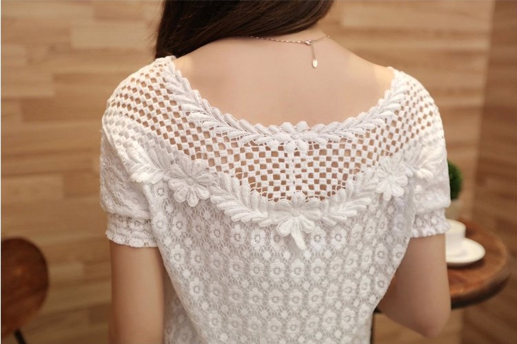 T-shirt femme 2026, nouvelle mode été, chemisier court en mousseline véritable, haut court à manches courtes en dentelle, vêtements pour femmes