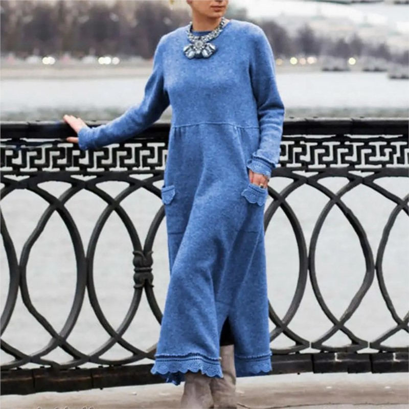 Robe Maxi à Manches sulfpour Femme, Sweat à Capuche, Style Élégant, Rétro, Décontracté, Optique, Chaud, Mode Automne Hiver, Nouveau
