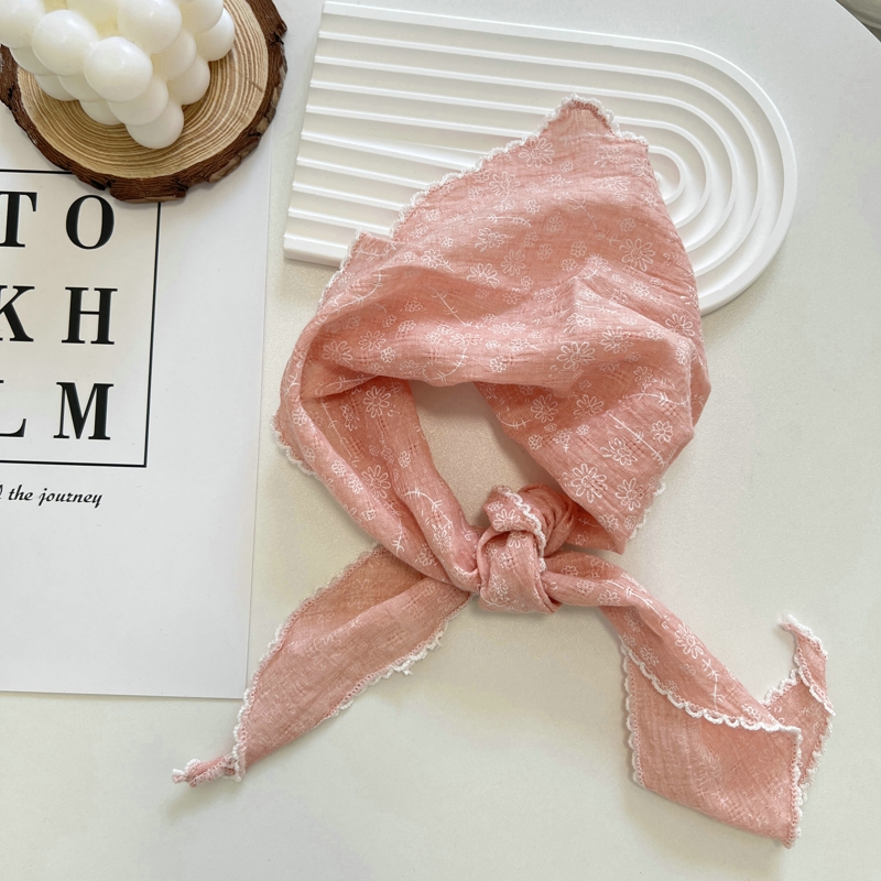 2025 fleur cou écharpe châle été Triangle cheveux tête enveloppement bandeau mouchoir cheveux cravates Bandanas cheveux ruban pour les femmes