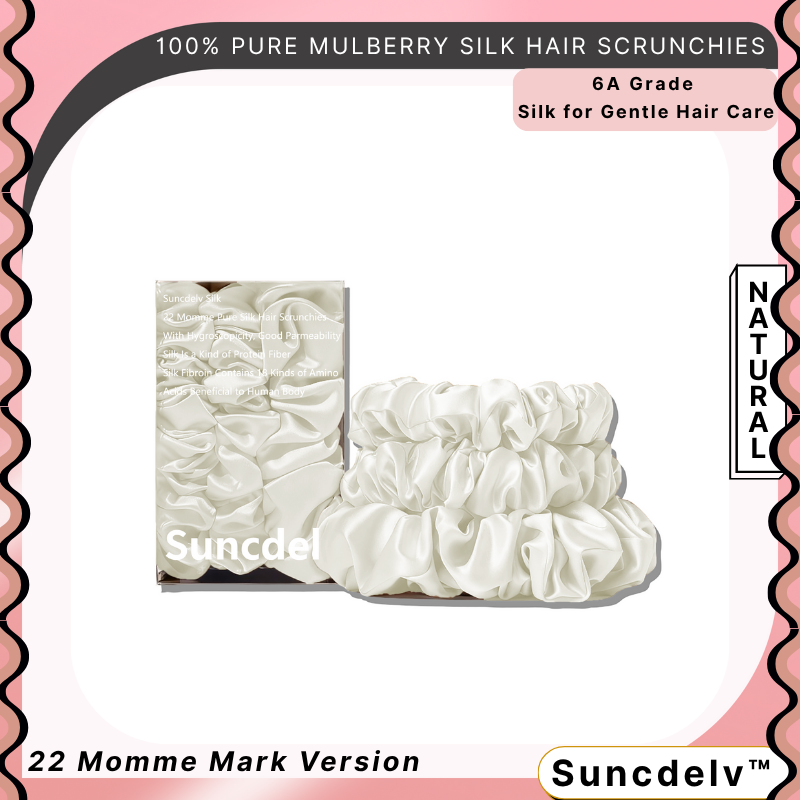 [Chouchous en soie pour cheveux] Ensemble de chouchous pour cheveux 3 pièces 100 % pure soie de mûrier, style minimaliste élégant, bandes pour cheveux de haute qualité.