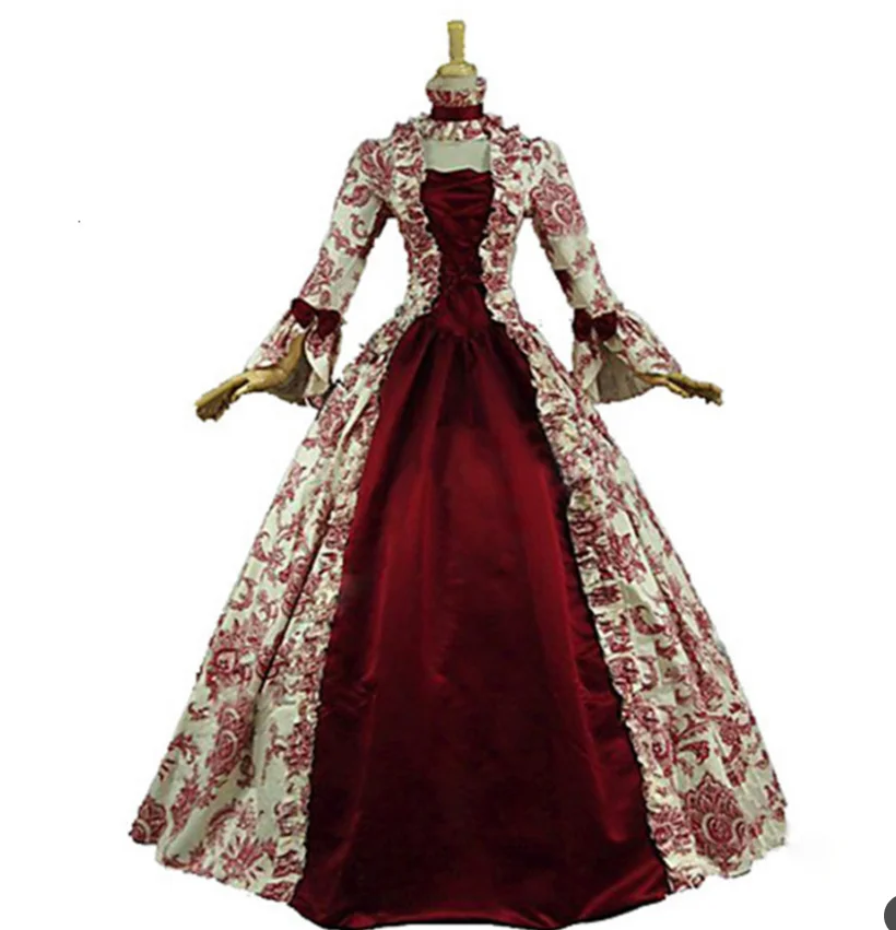 Grande taille femmes médiévale Marie Antoinette Cosplay Robe violet victorien fête Court Robe Renaissance gothique Robe florale