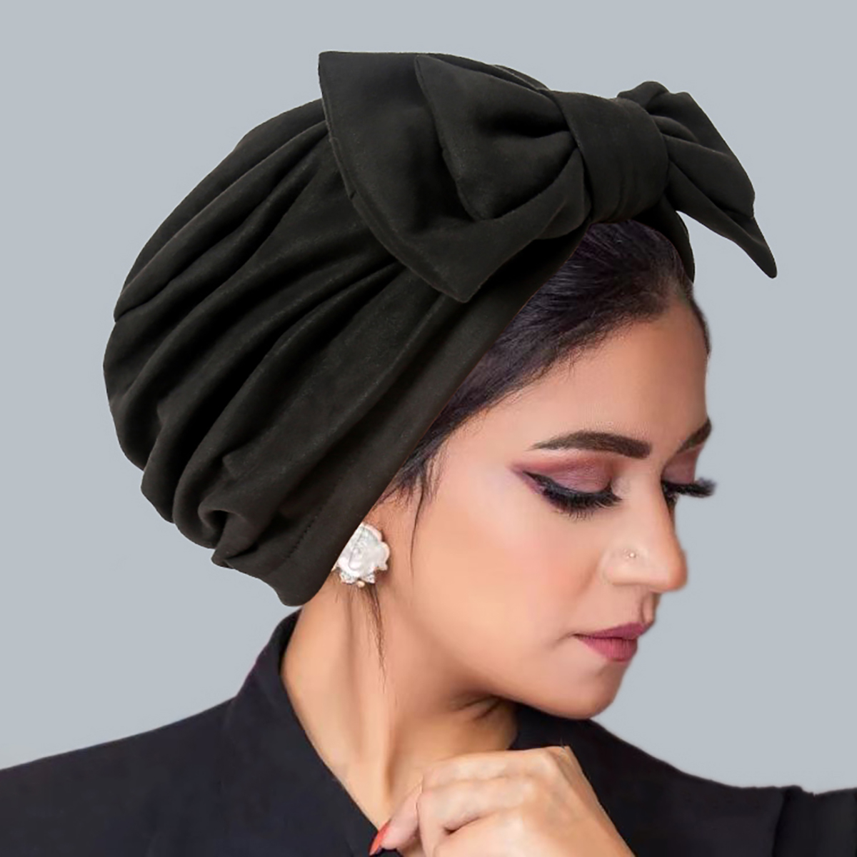 Chapeau Turban Hijabs à nœud tendance pour femmes, couleur unie, bandeau élastique doux, écharpe de tête, bonnets, casquette de chimio, couvre-chef africain