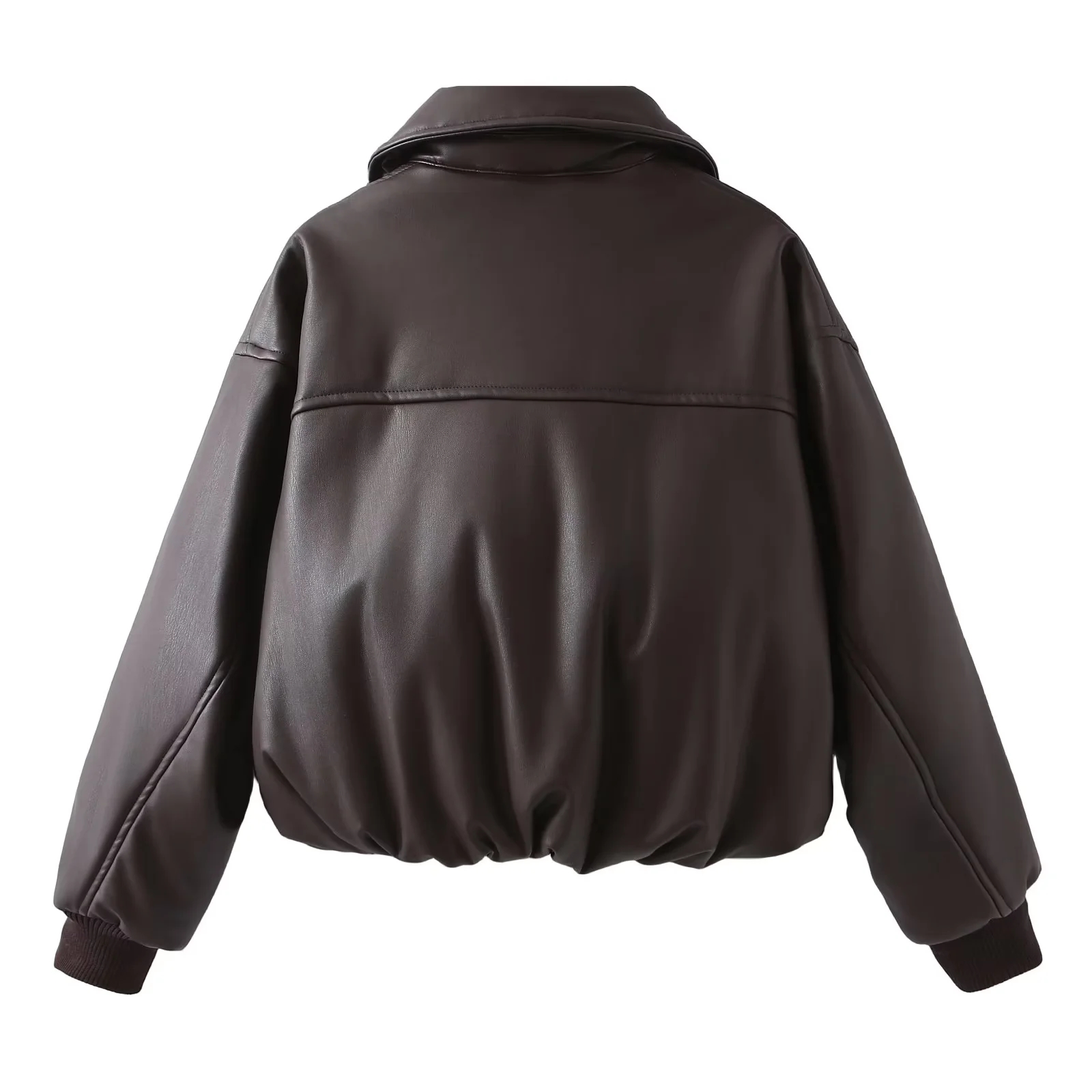 Blouson en cuir à manches longues pour femmes, vêtement d'extérieur, solide, streetwear, chaud