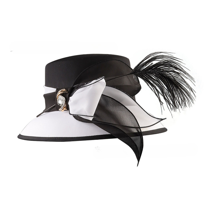 Chapeaux en tissu élégants pour femmes, robe de Cocktail, thé, casquette Derby, fleur, large bord, Fedora d'église, Cloche noire