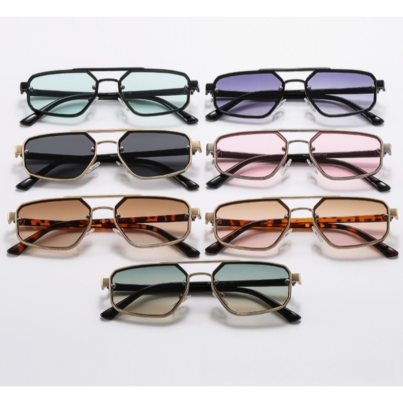 Lunettes de soleil tendance de luxe pour femmes, style steampunk, monture métallique double pont, haut de gamme, grande monture, lunettes de conduite classiques