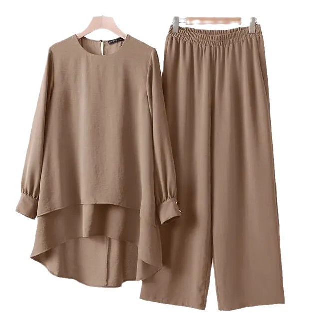 Ensemble 2 pièces pour femmes musulmanes, chemisier, Double haut, pantalon à jambes larges, costume marocain, Ramadan, Ensemble décontracté, tenues pantalon arabe de dubaï
