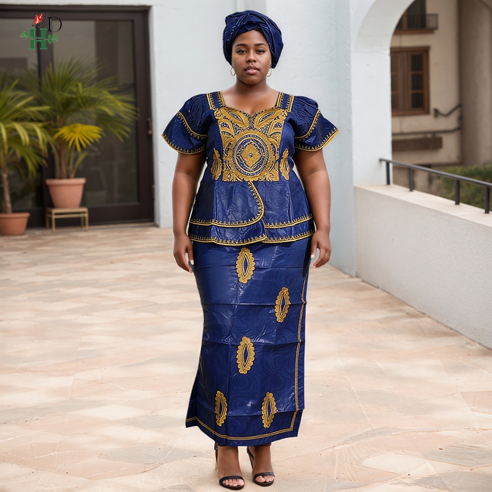 Robes africaines H&D pour femme, robe turque brodée, ensembles 2 pièces, robes traditionnelles Bazin Africain en solde