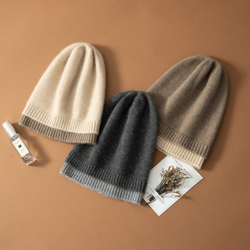 Chapeaux d'hiver pour femmes, couvre-chef tricoté en cachemire de chèvre, doux et chaud, à la mode, casquette de couverture décontractée pour l'extérieur, 100%