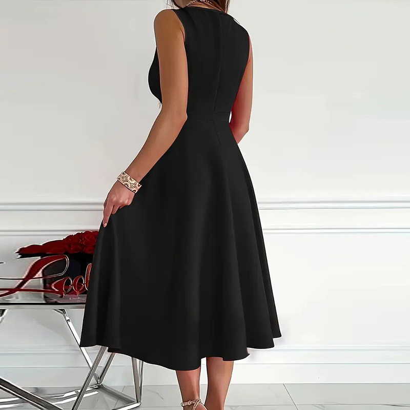 Femmes élégantes sans manches robe longue femmes mode col en V a-ligne robe de soirée rouge robes de soirée robe d'été
