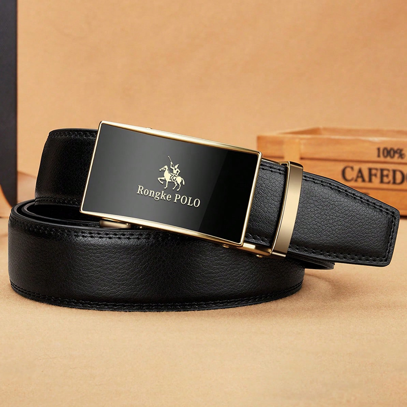 Ceinture en cuir noir pour hommes, boucle réglable en cuir véritable, ceinture de tenue d'affaires et décontractée, ceinture de taille élégante