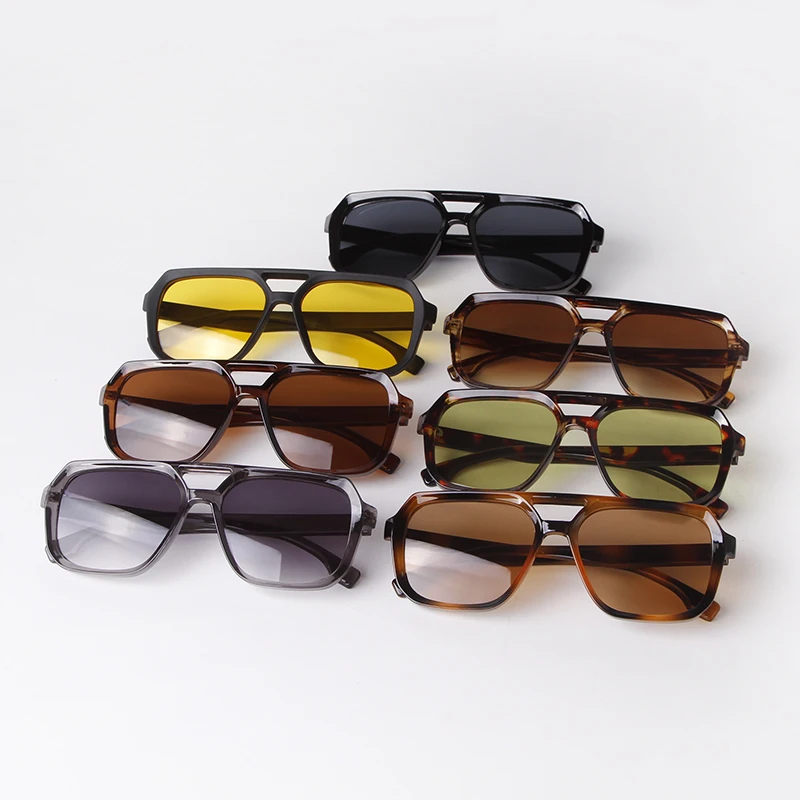 ChimPilot-Lunettes de soleil pour femmes et hommes, design de marque, double pont, écaille de tortue, lentille marron, rétro, lunettes d'aviation