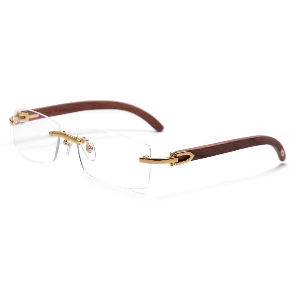 Monture de lunettes sans monture en bois pour hommes, haute qualité, originale, Vintage, rectangulaire, dioptrique, Flexible, grande tête