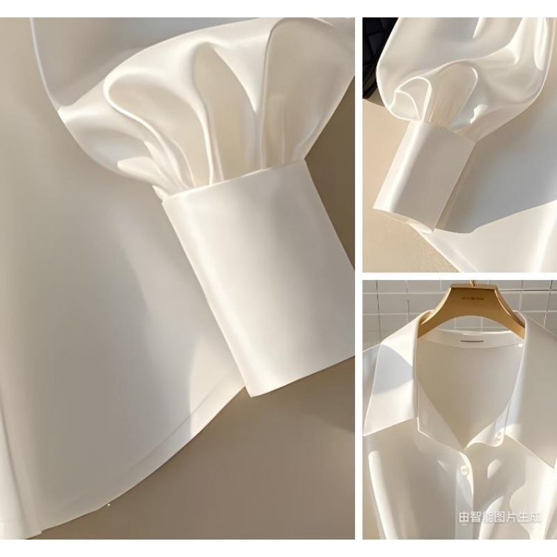 Vêtements pour femmes début automne Blouses blanches nouvelles chemises françaises haut de gamme Design de luxe dessus de chemise blanc Style Mature léger