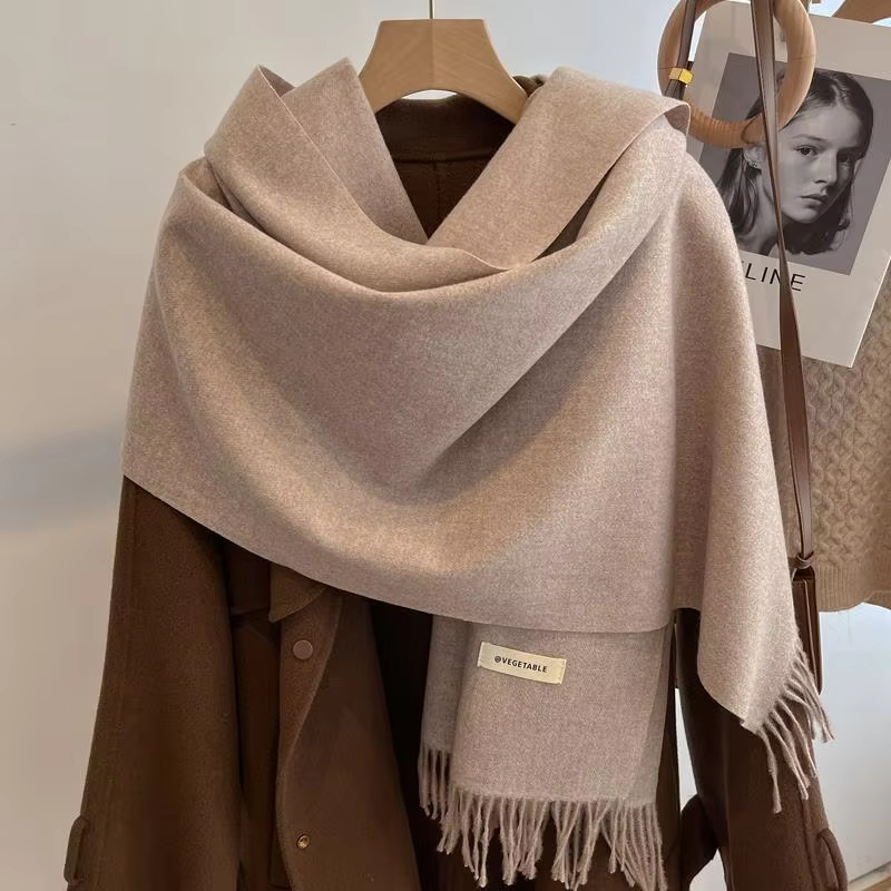 26 couleurs solide femmes hiver écharpe chaud épaissir cachemire châle en plein air mode luxe glands Pashmina dame Wrap coupe-vent foulards