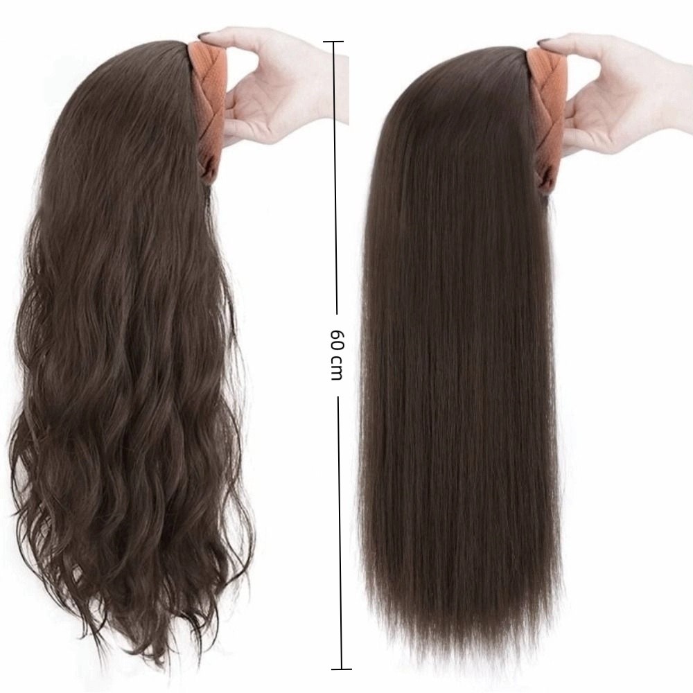 Extension capillaire synthétique longue et bouclée, postiche en forme de U, fausse demi-perruque naturelle pour femmes