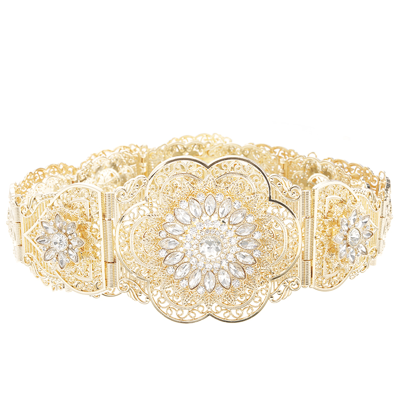 Ceinture Caftan Marocaine pour Femme, Fleur, Taille, Rond, Clip, Ethnique, Mariage, Bijoux de Corps, Cadeau pour Patients