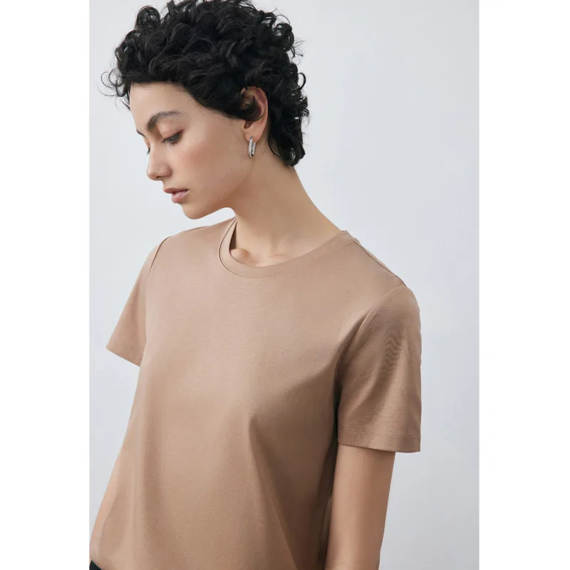 T-shirts en Soie de Mûrier et Coton pour Femme, Hauts Unis à Col Rond, Manches Courtes d'Été, T-shirts Basiques Doux, Style Ample, Mode Coréenne 2026