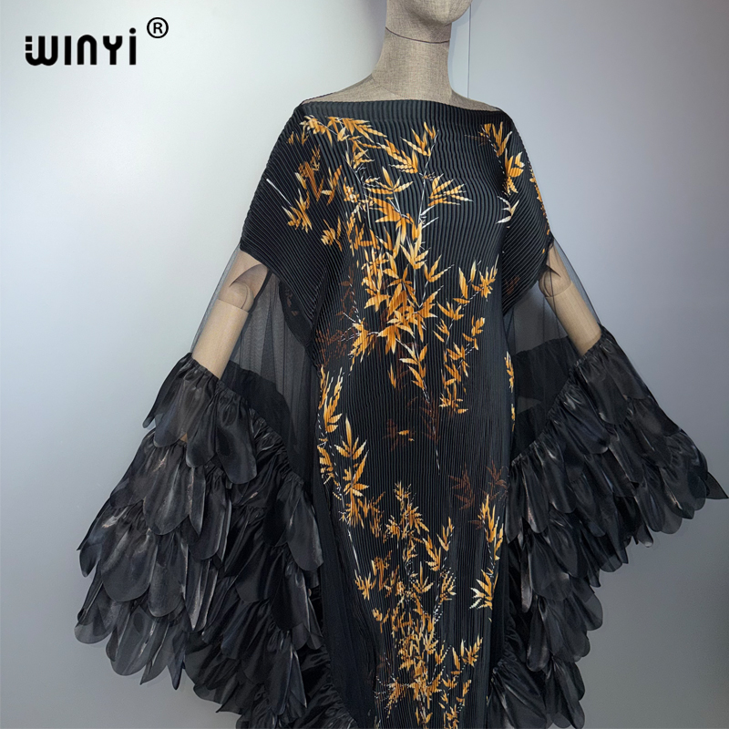 Robe plissée élastique WINYI, style kaftan, abaya de luxe Dubaï, robe de soirée tendance, abaya pour femme musulmane