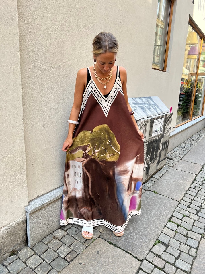 Robe longue imprimée style Boho pour femmes, ample, col en v, bretelles, ligne a, grand ourlet, mode d'été, robes de Style vacances