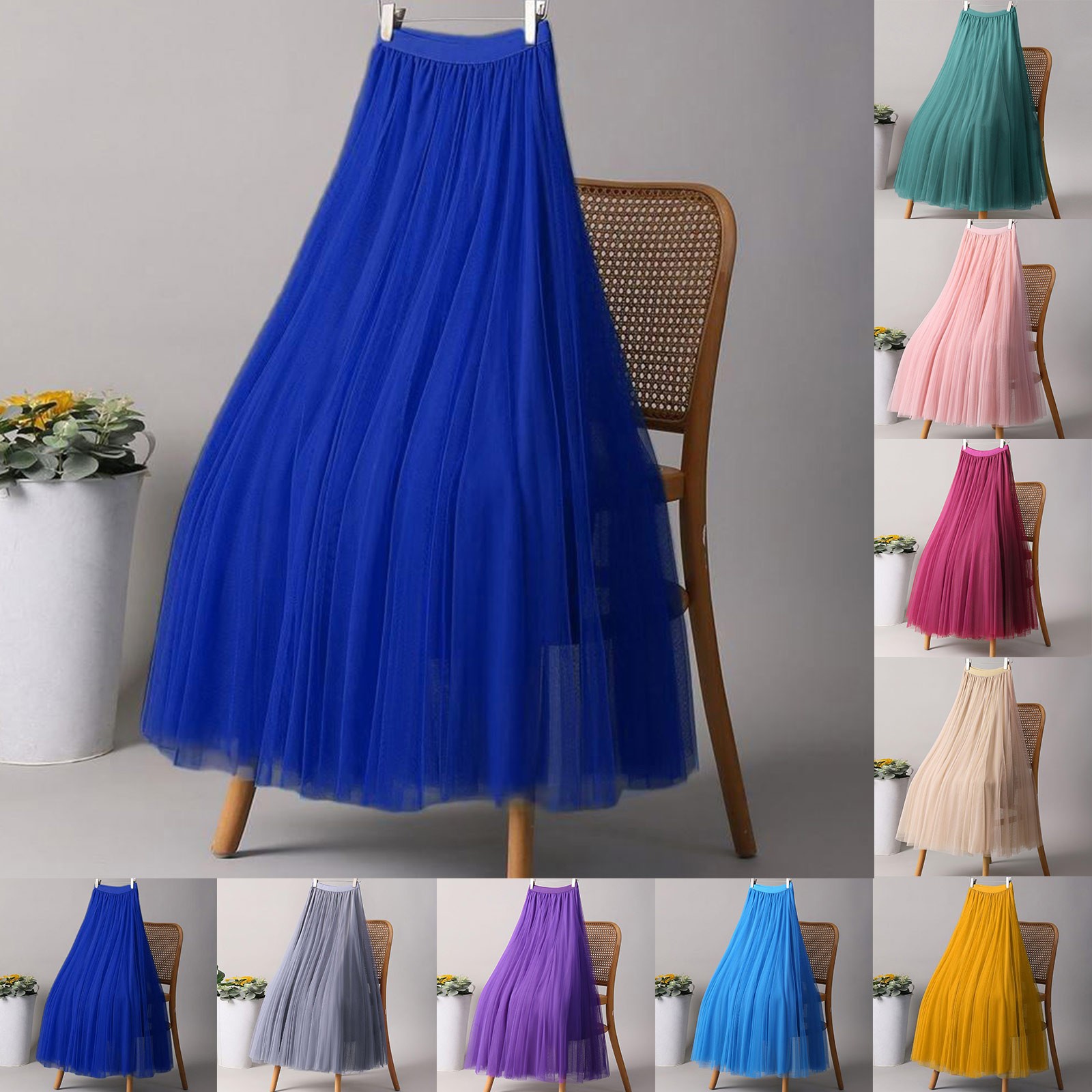 Jupes élégantes en Tulle pour femmes, taille haute, jupe plissée en maille, mode coréenne, taille élastique, tout assorti, jupes trapèze
