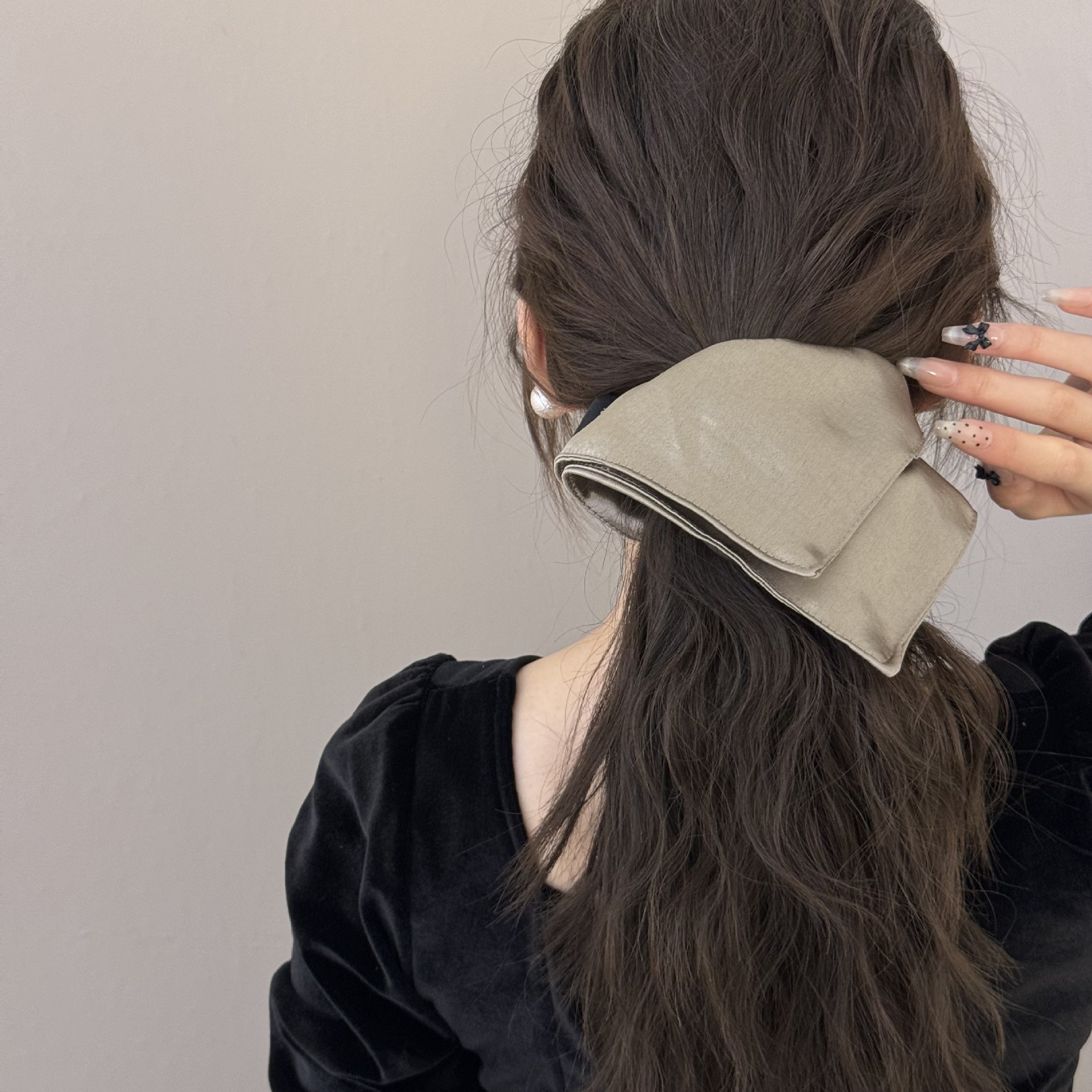InjSquare-Chouchous en satin pour femmes et filles, bandes élastiques pour cheveux, porte-queue de cheval solide, grandes cravates, UL, accessoires pour cheveux, mode