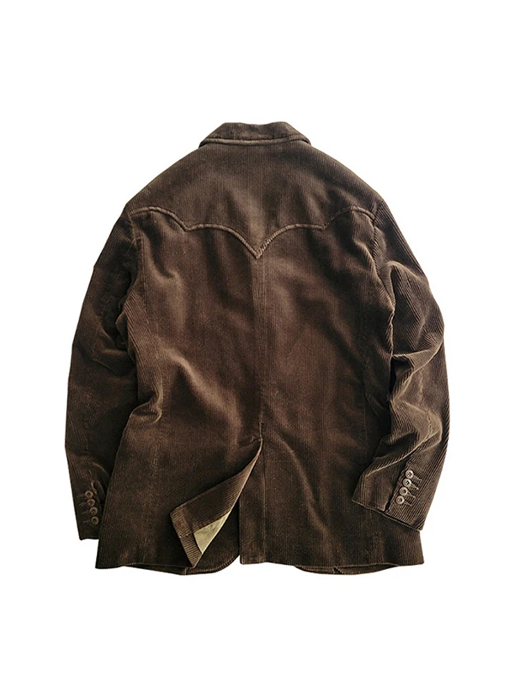 Amekaji Wear-Manteau en velours côtelé rétro américain pour hommes, vêtements de loisirs, coton trempé, marron