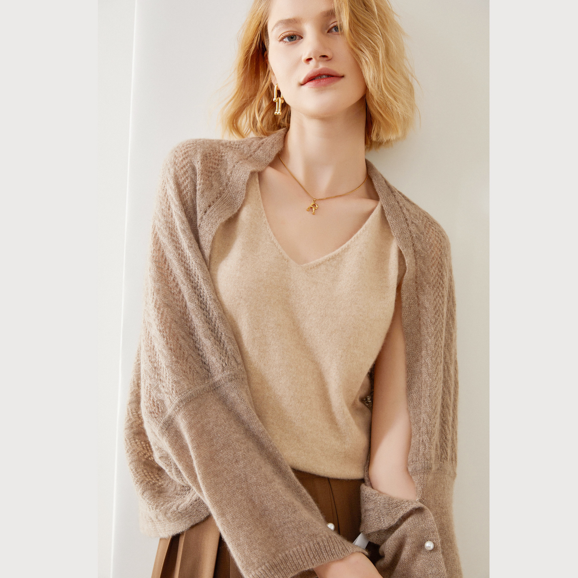 100% cachemire Cardigan écharpe pull femmes hiver corée mode perle cachemire Cape double usage Pushmia doux chaud tricots Shalws
