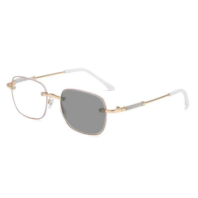 Lunettes de lecture photochromiques sans cadre à la mode pour femmes, lunettes ultra légères et anti-lumière bleue haute définition pour jeunes
