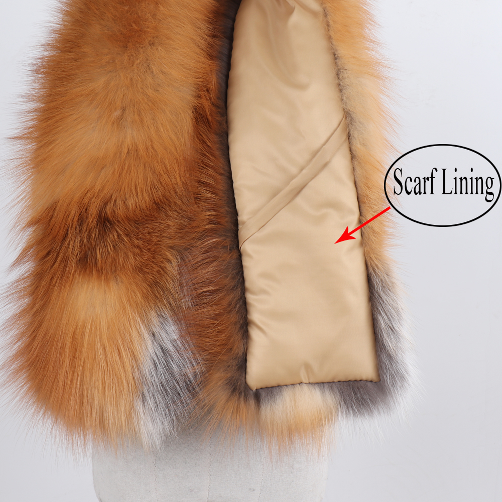 Nouveau hiver dame naturel luxe réel fourrure de renard écharpe châle pleine peau chaud doux 100% véritable fourrure de renard foulards femmes vraie fourrure silencieux