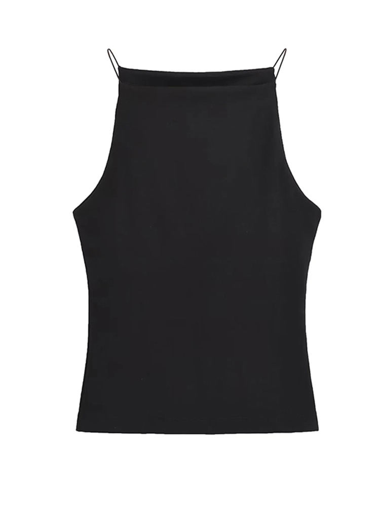 Halter en Fibres Précieuses pour Femme, Camisole à Bretelles Fines, Solide, Document à la Mode