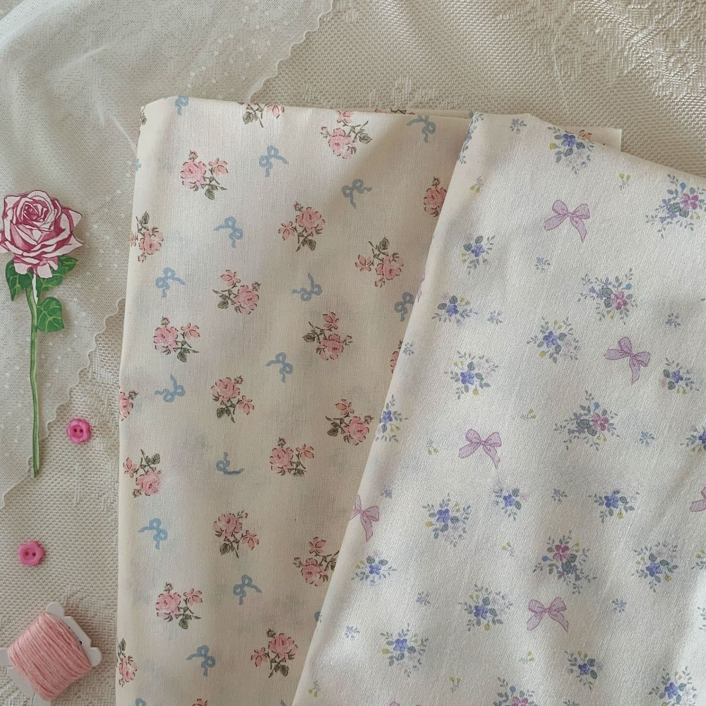 Tissu en coton 40s à nœud papillon floral 140x50cm, attaches pour cheveux, vêtements pour animaux de compagnie, vêtements pour enfants, pyjamas, robes pour femmes, tissu de couture