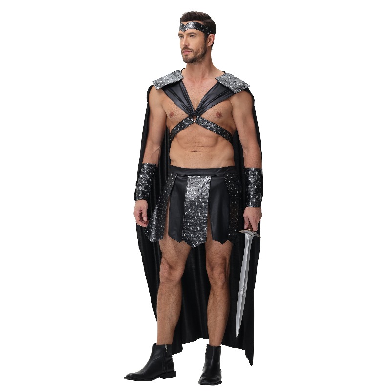 Costume de guerrier spartiate pour homme, tenue de gladiateur romain avec cape, cosplay d'Halloween pour le carnaval