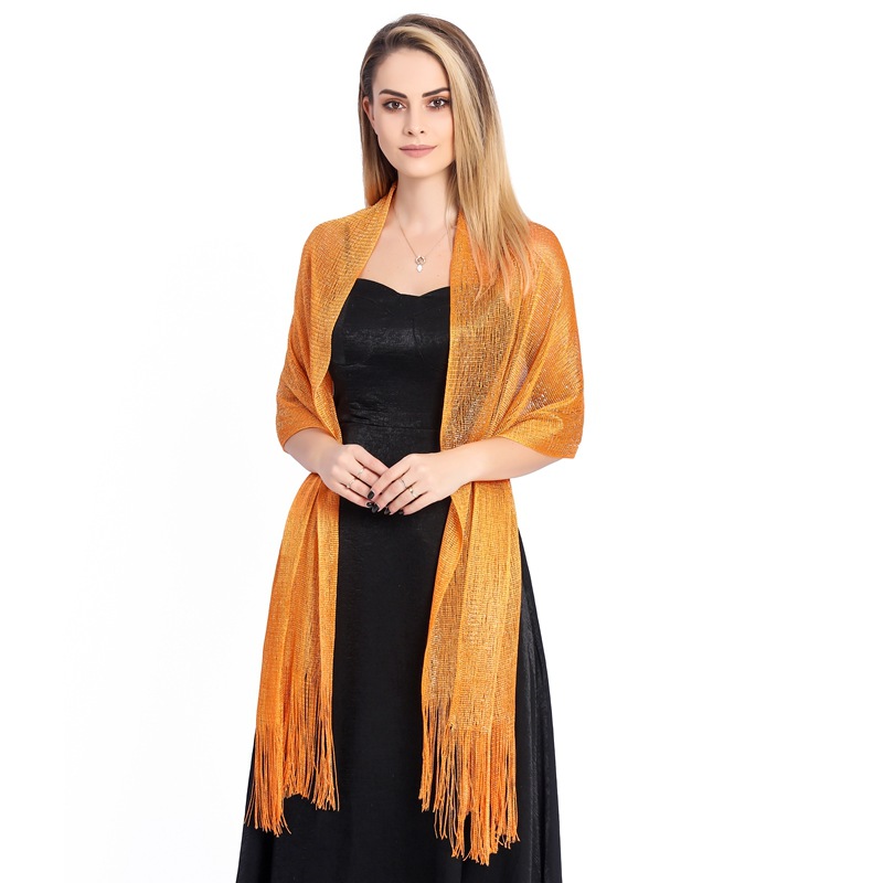 Châles élégants pour robes de soirée femme doré argenté fil glands mariée demoiselle d'honneur fête de mariage accessoires écharpe