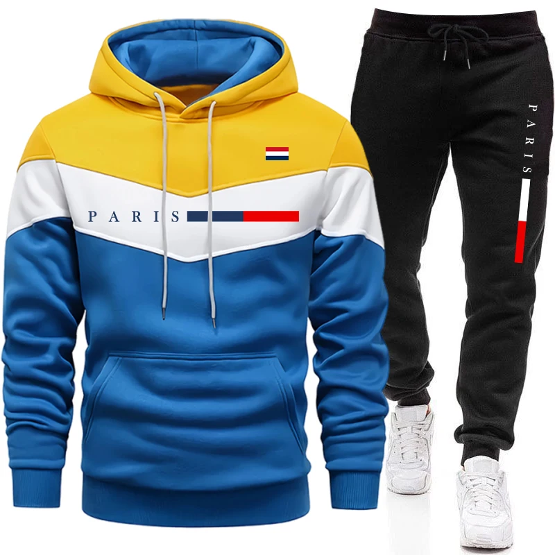 Nouvelle Collection 2026 : Ensemble Homme Tendance – Sweat à Capuche et Pantalon de Jogging Imprimé Paris – Tenue Décontractée Urbaine et Sportive