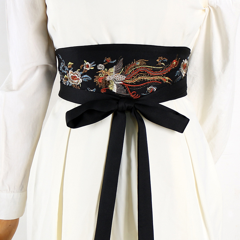 Ceinture brodée traditionnelle chinoise pour dames, style ethnique, Hanfu, décor de robe, ceinture large, corset élégant, ceinture utilitaire, 2025