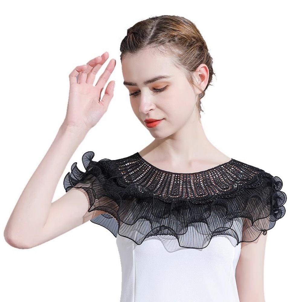 Châle fin en dentelle à volants, élégant, pour femme, protection solaire, idéal pour mariage, soirée ou comme cape de robe