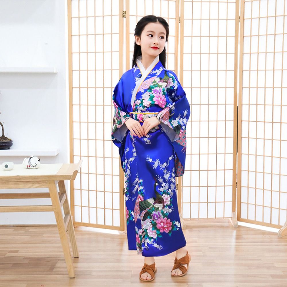Kimono traditionnel japonais pour enfants imprimé de fleurs, style japonais, robe de kimono pour filles, style asiatique, Sakura, nouvelle élégance