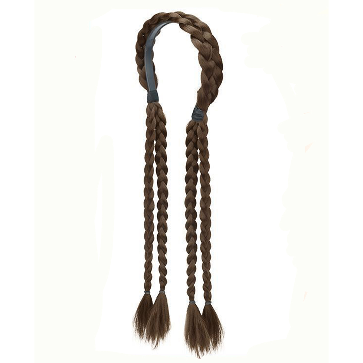 Queue de cheval tressée synthétique à double tresses, avec boucle élastique pour chignon, facile à porter et réglable