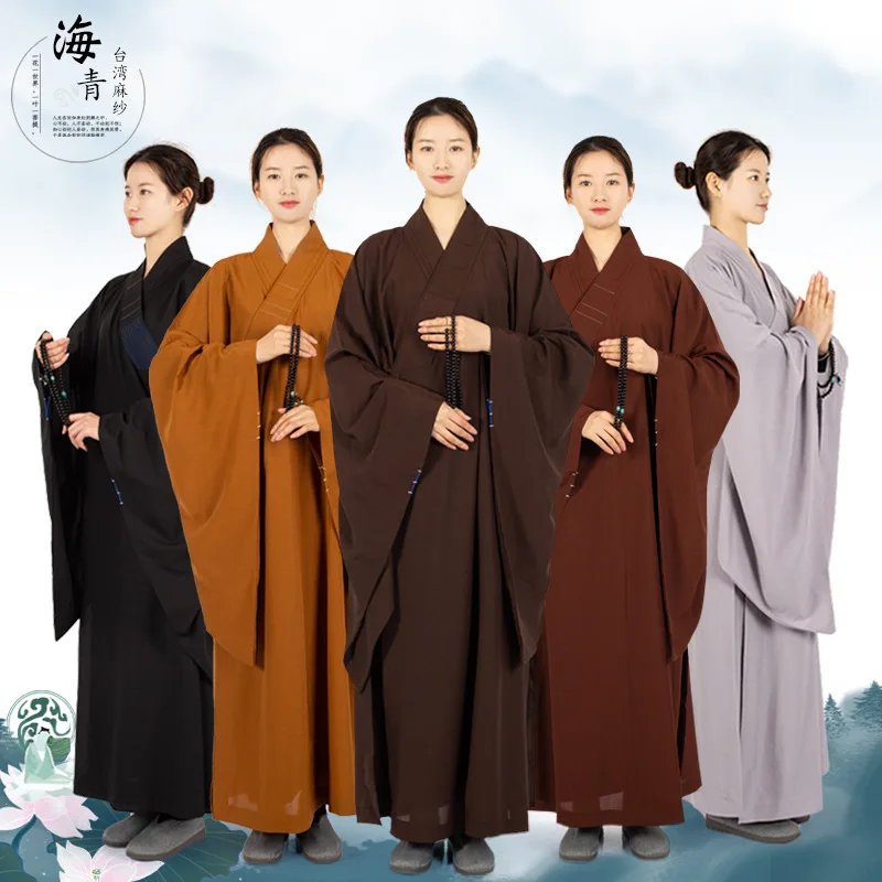 Robe longue de moines en lin de Taiwan pour adultes, vêtements de méditation bouddhiste Haiqing, vêtements de confession de moine, 7 couleurs