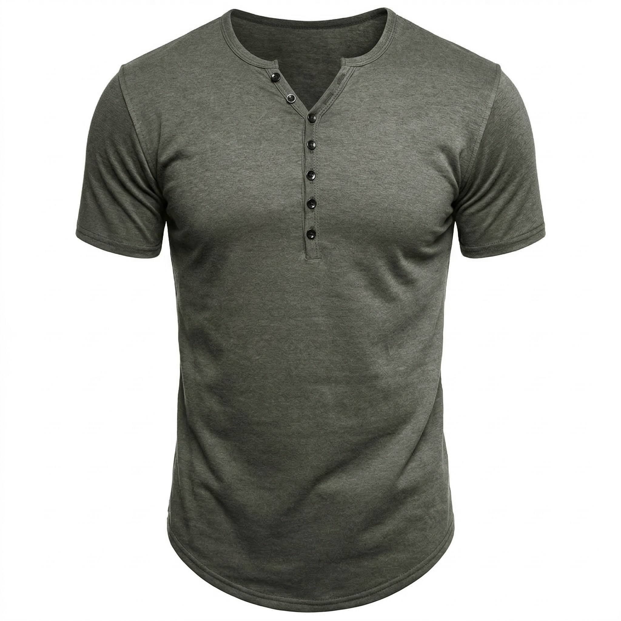 T-shirt pour homme, décontracté, de haute qualité, manches courtes, col Henry, t-shirts pour homme, mode, t-shirt basique pour homme