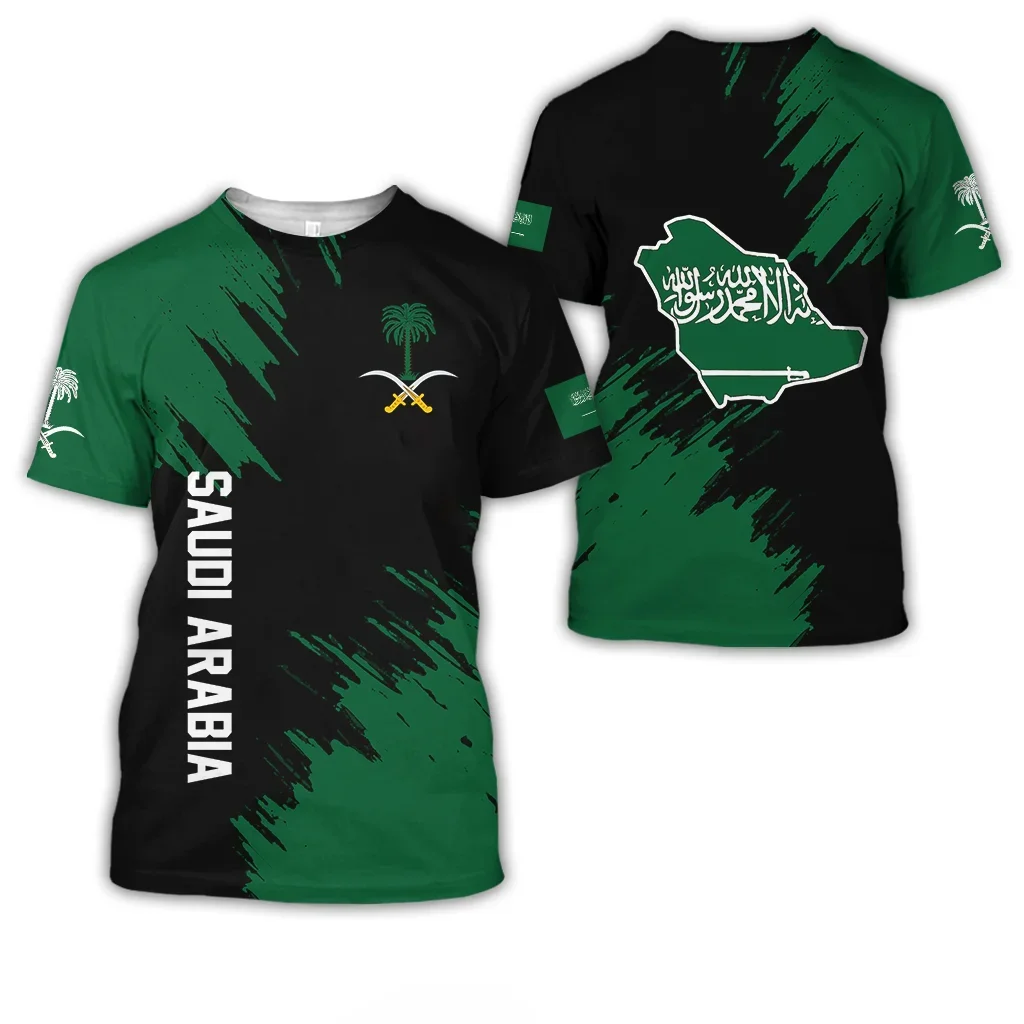 T-shirt à manches courtes pour hommes et femmes, imprimé en 3D, drapeau de l'arabie saoudite, respirant, à séchage rapide, uniforme de Football, vêtements d'été