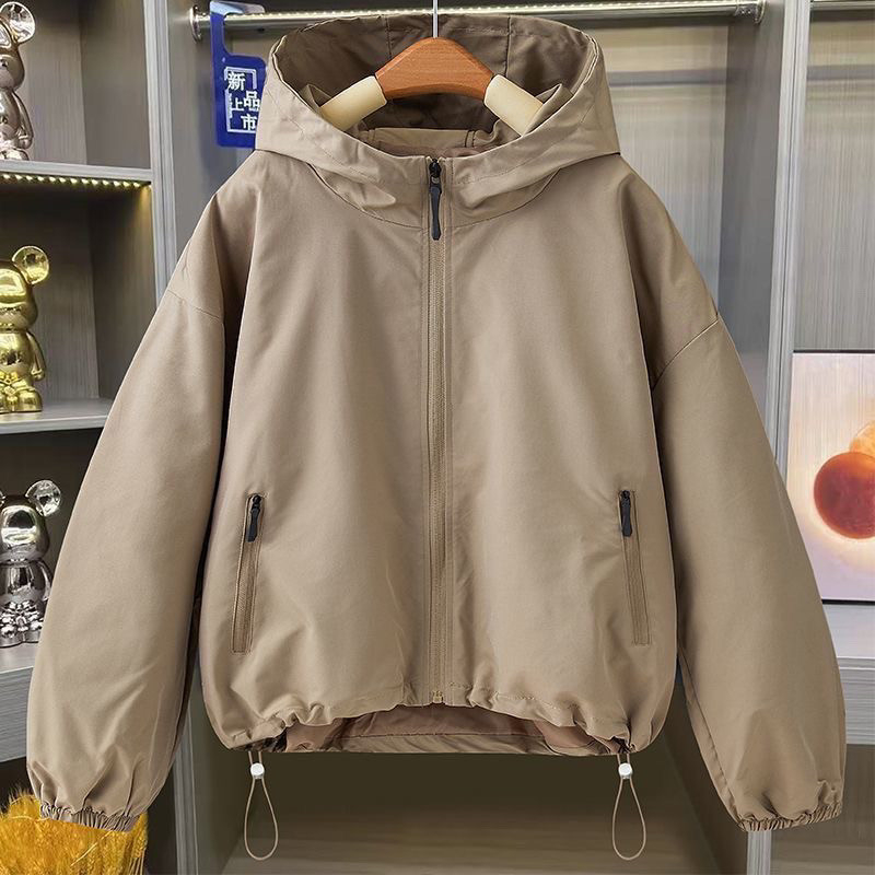 Manteau d'automne pour femmes 2026, veste à capuche, manches longues, poches zippées, coupe-vent décontracté, vestes basiques, vêtements d'extérieur, capuche à empiècements E25