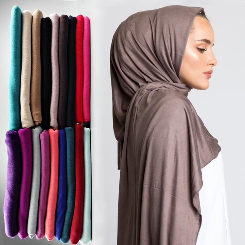 Big Size Foulard en Jersey Hijab Musulman pour femmes, doux, de couleur unie, Bandana,  2021，hijab femme musulman foulard femme voile femme musulman foulard musulmane pour femme islam turban femme bonnet hijab，echarpe