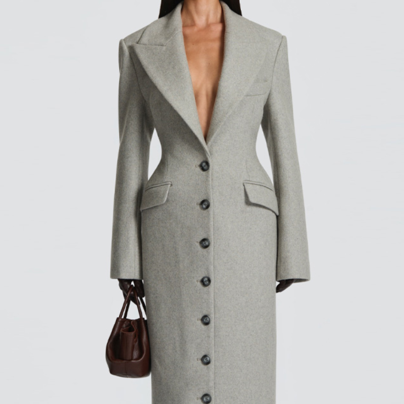 Manteau Long pour femmes, Slim, col en V, simple boutonnage, pardessus avec épaulettes, vestes Maxi avec ceinture, vêtements d'extérieur pour dames, nouvelle collection hiver 2025