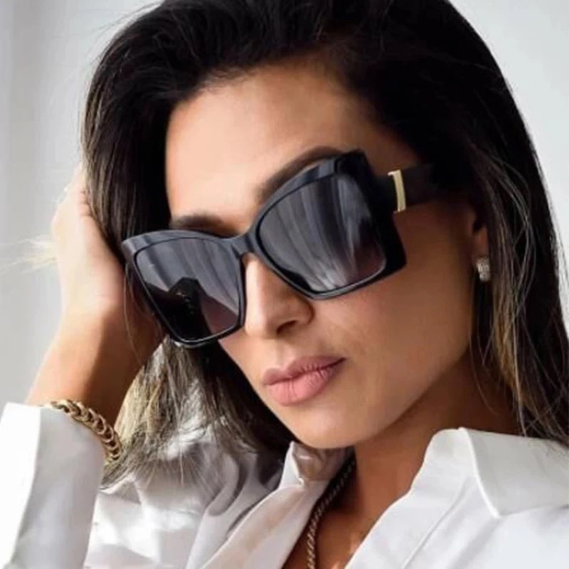 Lunettes de soleil œil de chat à grand cadre pour femmes, lunettes de soleil de voyage populaires, nuances féminines, créateur de marque de luxe, mode vintage, UV400