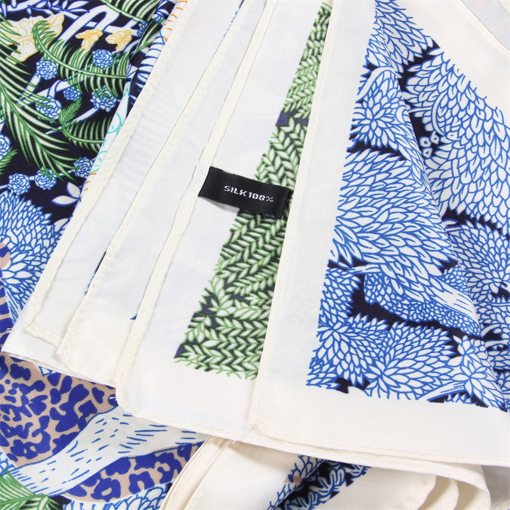 130CM foulard en soie femmes grands châles forêt plante impression étoles carré Bandana luxe Foulard Hijab écharpe femme Foulards Sjaal