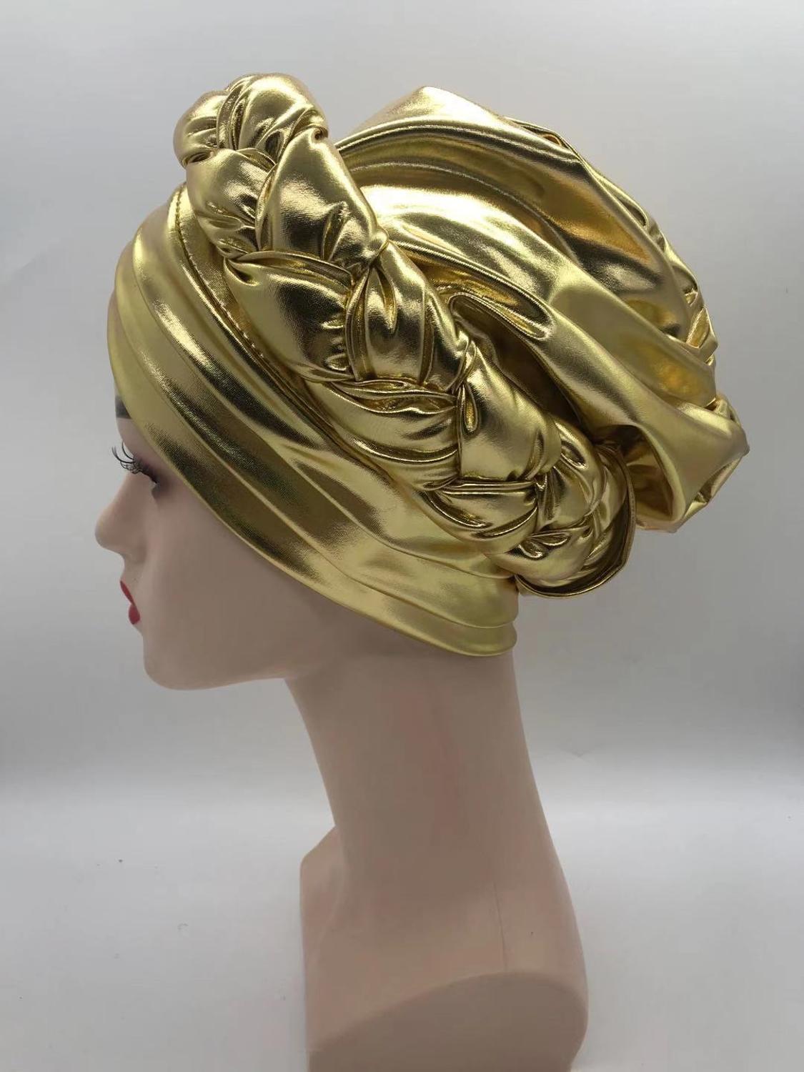 Casquettes turban croisées pour femmes africaines, écharpe de sauna prête à porter, bonnet arabe, enveloppes de tête tressées, Auto Gele, 2022
