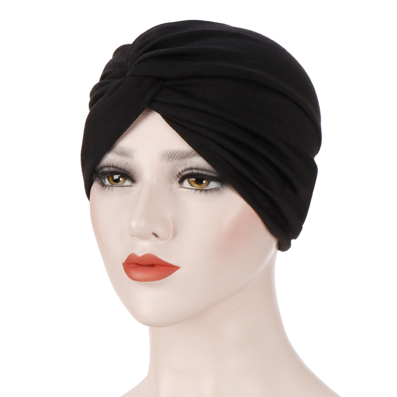 Élastique couleur unie pré-attaché Hijab enveloppement foulard chapeaux musulman Turban Bonnet pour femmes chapeau intérieur mode femme Turbans casquettes