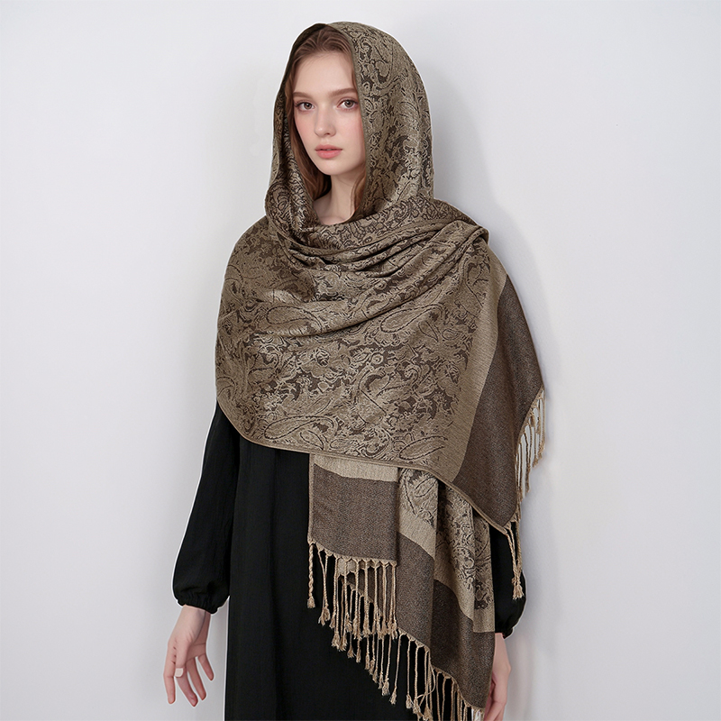 Foulard Jacquard de Luxe pour Femme, Écharpe de Mode Optique Douce, Étole, Châle, Hijab Musulman, Bande Ronde, Bandana de la raq